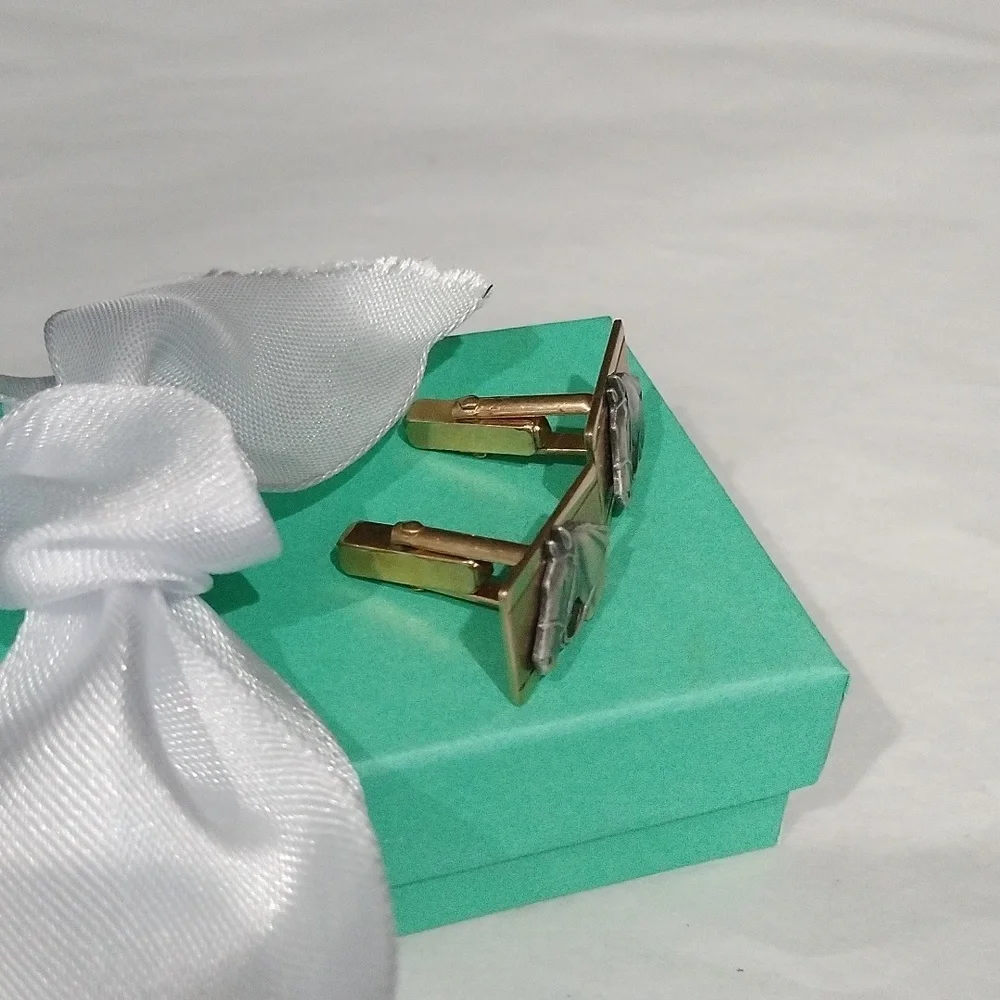 Equestrian Equine Horses Two Tone Cuff Links